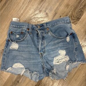 Levi's Blue Distressed Jean Shorts